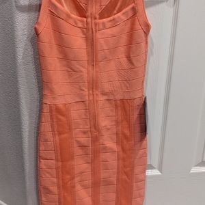 BeBe women's pink mesh panel bandage dress